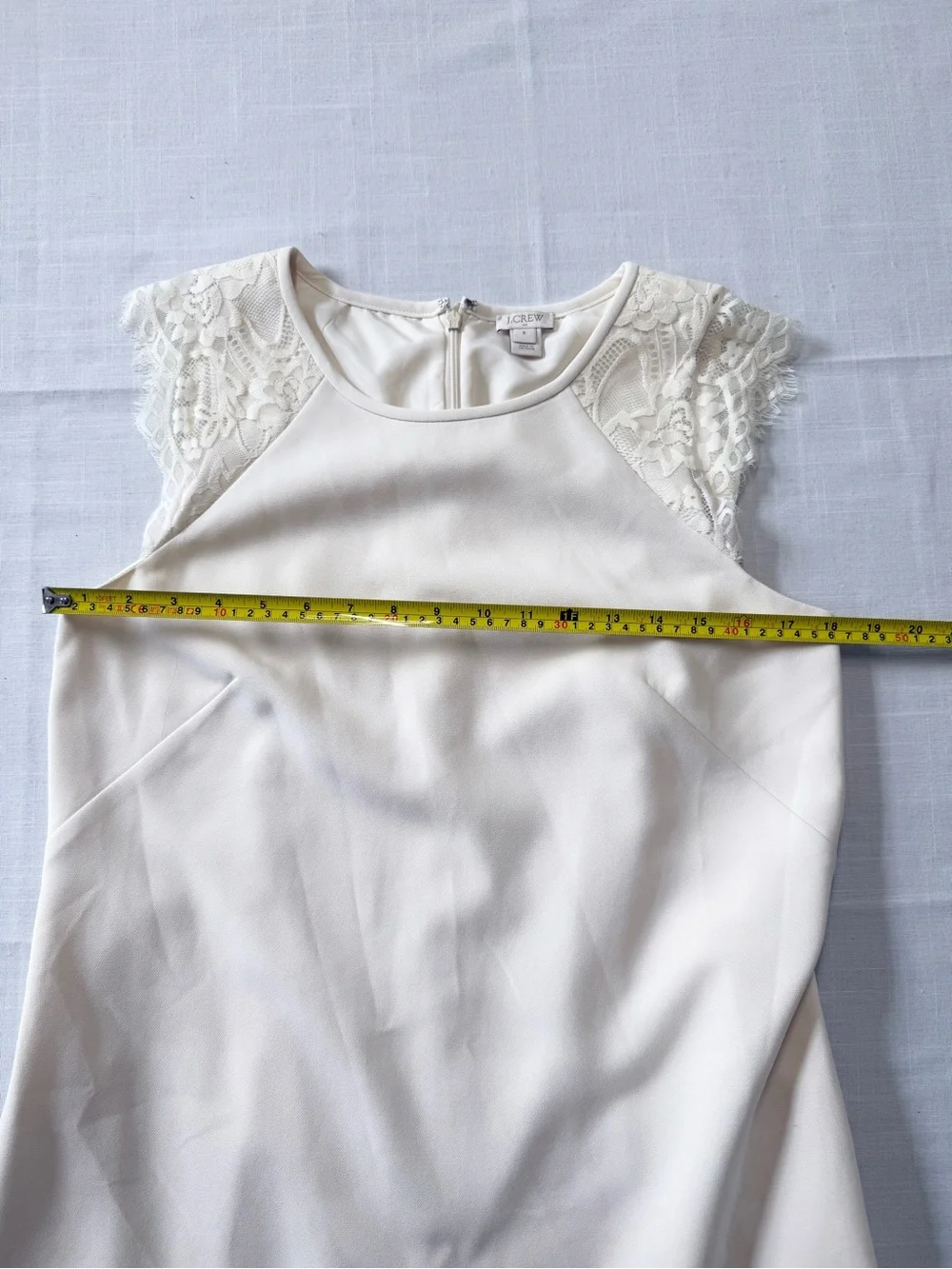 J. Crew Ivory Edged Lace Cap-Sleeve Dress Size 8
